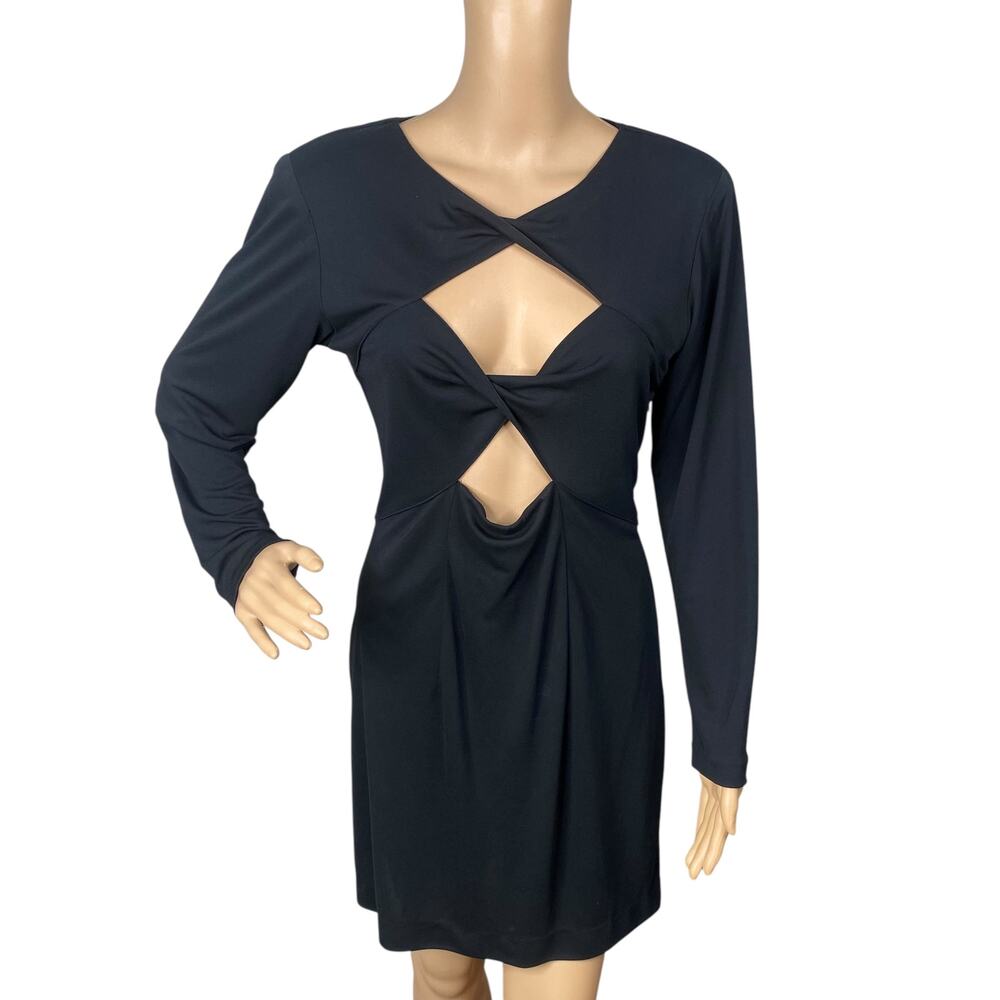 Vtg Rebecca Moses Neiman Marcus Dress 6 Black Twisted Cutout 90s Minimalist Mini